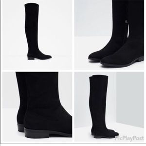 Zara Black Soft Over the Knee Boot Size 38